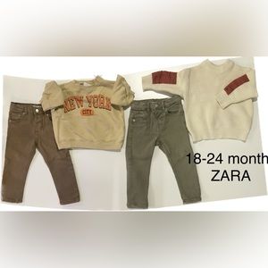 ZARA BOYS TODDLER 18 - 24 MONTH JEANS SWEATER SWEATSHIRT FALL WINTER BUNDLE